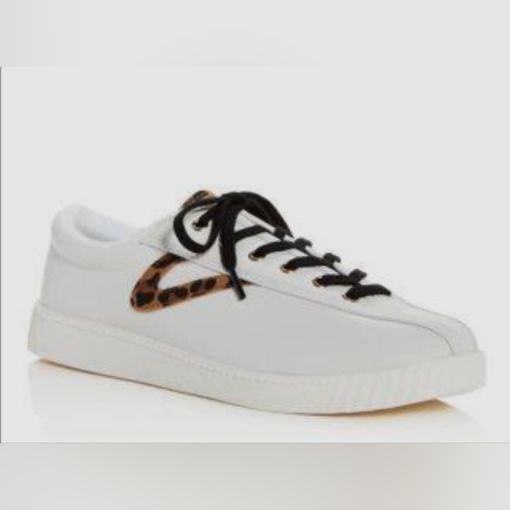 New With Tags Tretorn Nylite Women's White Sneakers with Leopard Accent